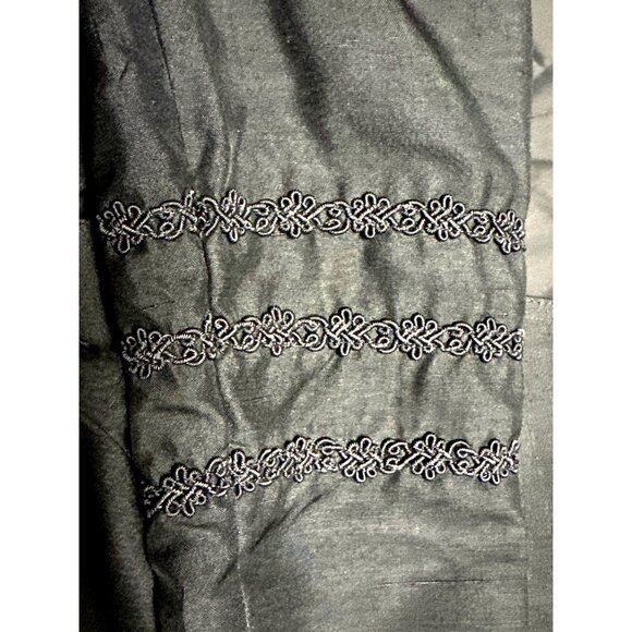 Eleanor P Brenner 10 Vintage Black Silk Jacket Cropped Blazer Deep V Embroidered - Picture 11 of 13